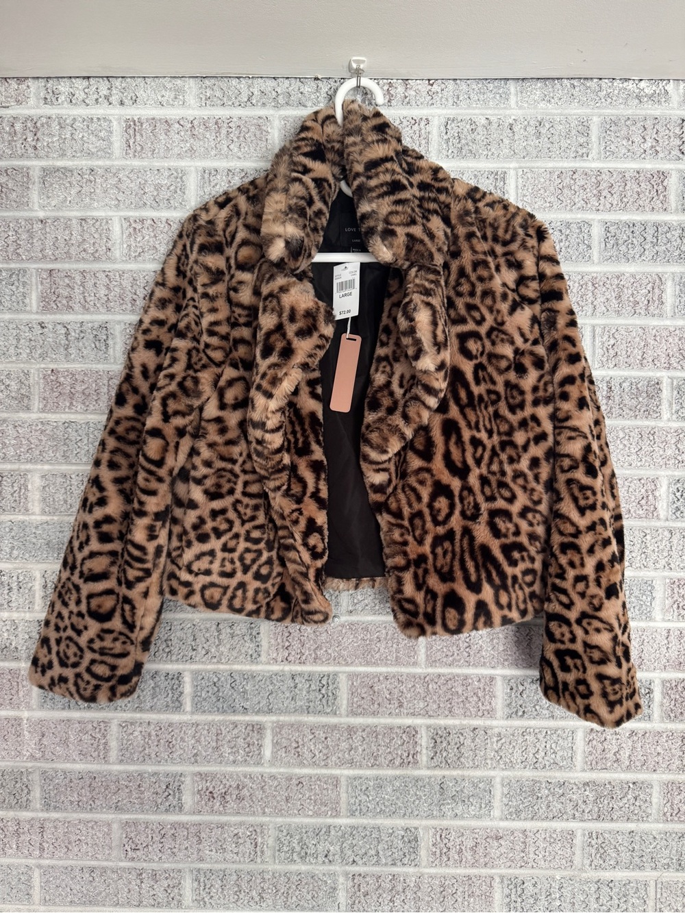 Love Tree Leopard Print Teddy Jacket - Brown/Black